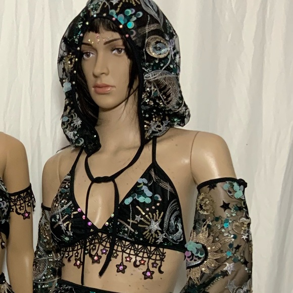 COPY - Stars and Moons Galaxy Celestial Rave  Festival Outfit - Picture 3 of 6